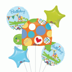Polka Dot Turtle Birthday Foil Balloon Bouquet of 5 (with weight)