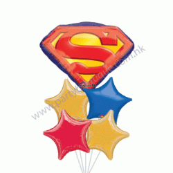 超人徽號鋁箔汽球組合 - 5個(連氣球座)
