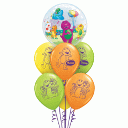 Barney Bubble Balloon Bouquet (with weight)