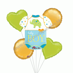 Baby Boy Bodysuit Foil Balloon Bouquet of 5 (with weight)