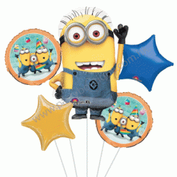 Despicable Me Minion Foil Balloon Bouquet of 5 (A) (with weight)