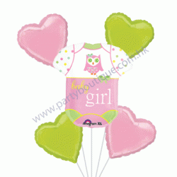 Baby Girl Bodysuit Foil Balloon Bouquet of 5 (with weight)