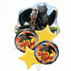 How To Train Your Dragon Foil Balloon Bouquet of 5 (with weight)