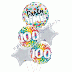 100th Foil Balloon Bouquet of 5 (with weight)