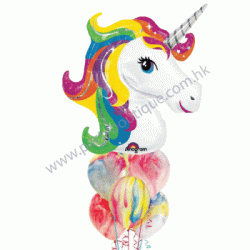 Rainbow Unicorn Tye-Dye Balloon Bouquet (with weight)
