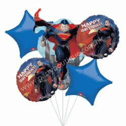 Superman Foil Balloon Bouquet of 5 (with weight)