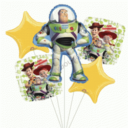 Toy Story Buzz Lightyear Foil Balloon Bouquet of 5 (with weight)
