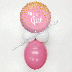 It's A Girl Glittering Foil Balloon Combo (with weight)