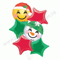 Emoji Christmas Foil Balloon Bouquet (with weight)