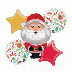 Christmas Santa Foil Balloon Bouquet (with weight)