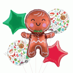 Gingerbread Man Foil Balloon Bouquet (with weight)