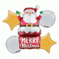 Santa In Chimney Foil Balloon Bouquet (with weight)