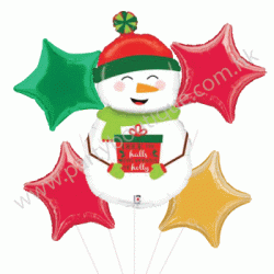 Holiday Snowman Foil Balloon Bouquet (with weight)