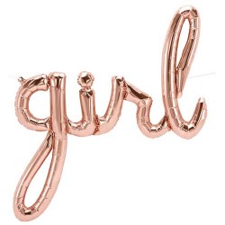 'girl' Rose Gold Script Foil Balloon (Air-filled) - 24" W x 24.5" H