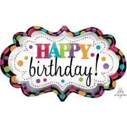 Happy Birthday Marquee Foil Balloon - 27“W x 16”H