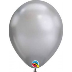 11" Round Chrome Silver Latex Balloon (with helium)