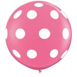 36" Round Big Polka Dots Rose Latex Balloon (with helium)