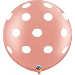 36" Round Big Polka Dots on Rose Gold Latex Balloon (with helium)