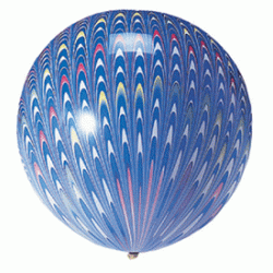18寸圓形藍色孔雀花紋橡膠氣球 (充氣)