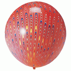 18寸圓形紅色孔雀花紋橡膠氣球 (充氣)