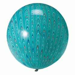 18寸圓形綠色孔雀花紋橡膠氣球 (充氣)