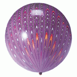 18寸圓形紫色孔雀花紋橡膠氣球 (充氣)