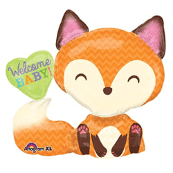 Welcome Baby Fox Foil Balloon - 36"W x 33"H