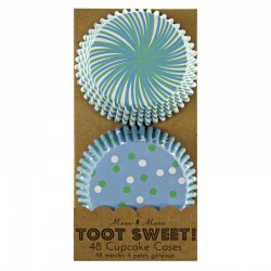 Toot Sweet Cupcake Case - Blue & Green, 48pcs in 2 styles