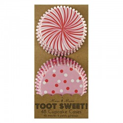 Toot Sweet Cupcake Case - Pink & Red, 48pcs in 2 styles