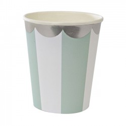 Toot Sweet Striped: Aqua 9oz Paper Cup, 8pcs