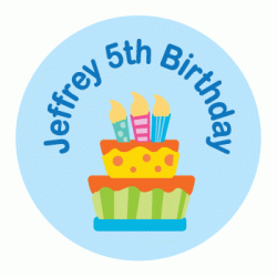 Personalized Birthday Cake Boy 3" Circle Sticker, 12pcs