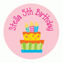 Personalized Birthday Cake Girl 3" Circle Sticker, 12pcs