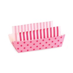 Paper Baking Trays in Pink Floss with Liners, 8 sets