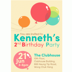  Personalized Balloon Party 5" x 7" Invitation Card with Envelope, 12pcs