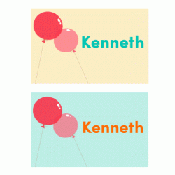  Personalized Balloon Party 3.25" x 2.25" Tented Card, 12pcs