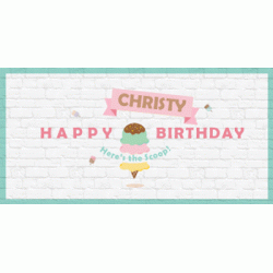  Personalized Ice-Cream Party Vinyl Banner - Mint
