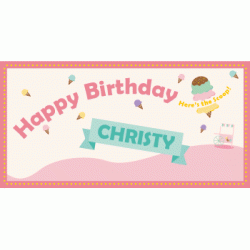 Personalized Ice-Cream Party Vinyl Banner - Pink