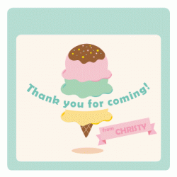  Personalized Ice-Cream 3" Square Gift Tag, 12pcs