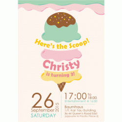  Personalized Ice-Cream Party 5" x 7" Invitation Card with envelope, 12pcs