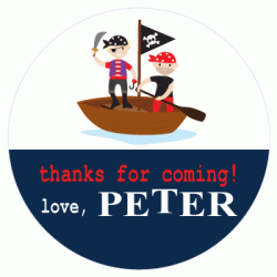  Personalized Pirate Captain 3" Circle Sticker, 12pcs