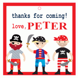  Personalized Pirate Captain 3" Square Gift Tag, 12pcs