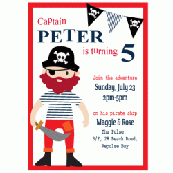  Personalized Pirate Captain 5" x 7" Invitation Card with Envelope, 12pcs