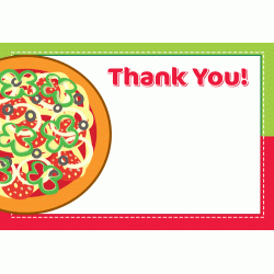  Personalized Pizza Party 4" x 6" Thank You Card with envelope, 12pcs