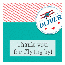  Personalized Plane Party 3" Square Gift Tag, 12pcs