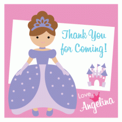  Personalized Sweet Princess 3" Square Gift Tag, 12pcs