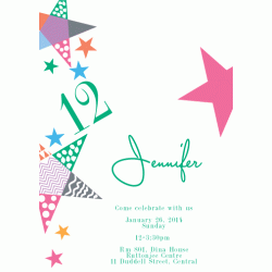  Personalized Stars 5" x 7" Invitation Card with envelope B, 12pcs