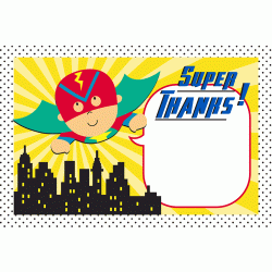  Personalized Superhero 4" x 6" Thank You Card with envelope, 12pcs