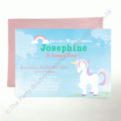  Personalized Unicorn Party 5" x 7" Invitation Card with Envelope, 12pcs