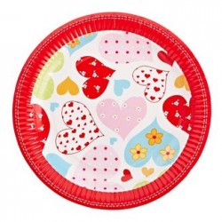  Heart 9" Paper Plate, 12pcs