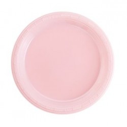 Pink 7" Plastic Plate,15pcs